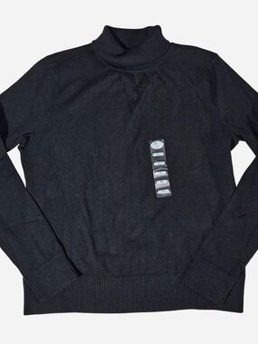 Studio Works Black Ribbed Turtleneck Sweater